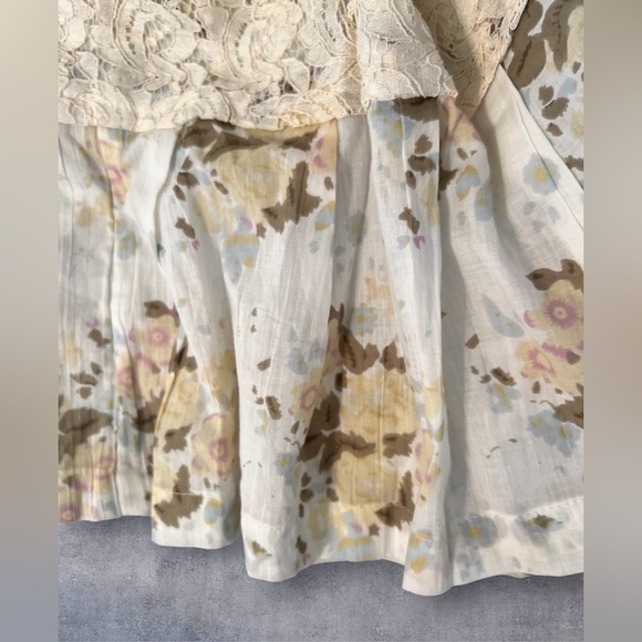 Annabella Cream Floral Cotton Maxi Dress Boho Dress Size M/L NWOT - Picture 5 of 16